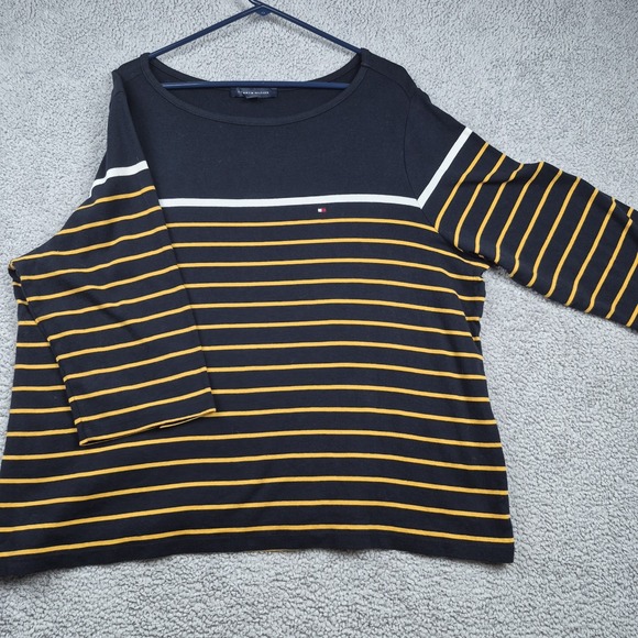Tommy Hilfiger 2X Pullover Womens Top Blue Yellow Stripes - Picture 4 of 8
